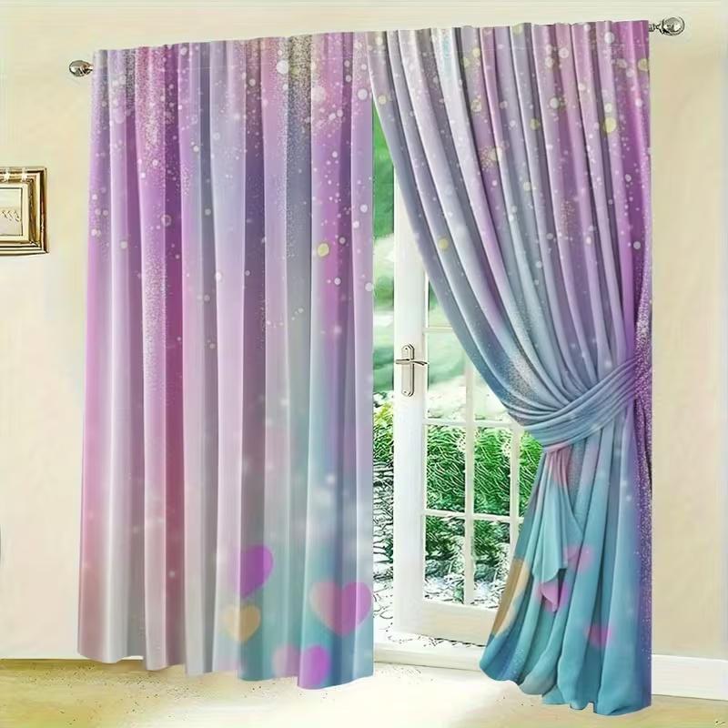 2 Stück Vorhänge mit niedlichem Katzenprint, geeignet für Schlafzimmer-, Wohnzimmer-, Küchendekoration, Heimdekoration, Fensterdekoration