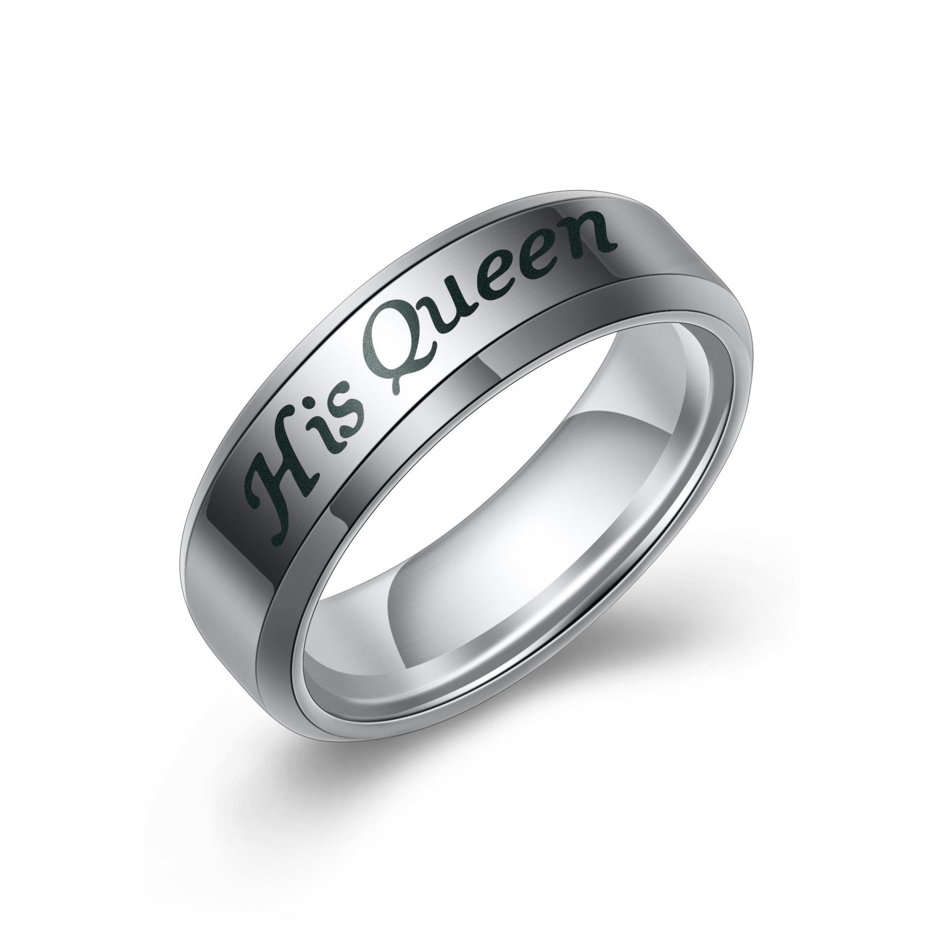 His Queen, Her King Stainless Steel Couple Rings – European & American Style Size 8