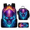 Hot Selling Skull Backpack Three Piece Set Printed Primary and Secondary School Backpack Meal Bag Pencil Case