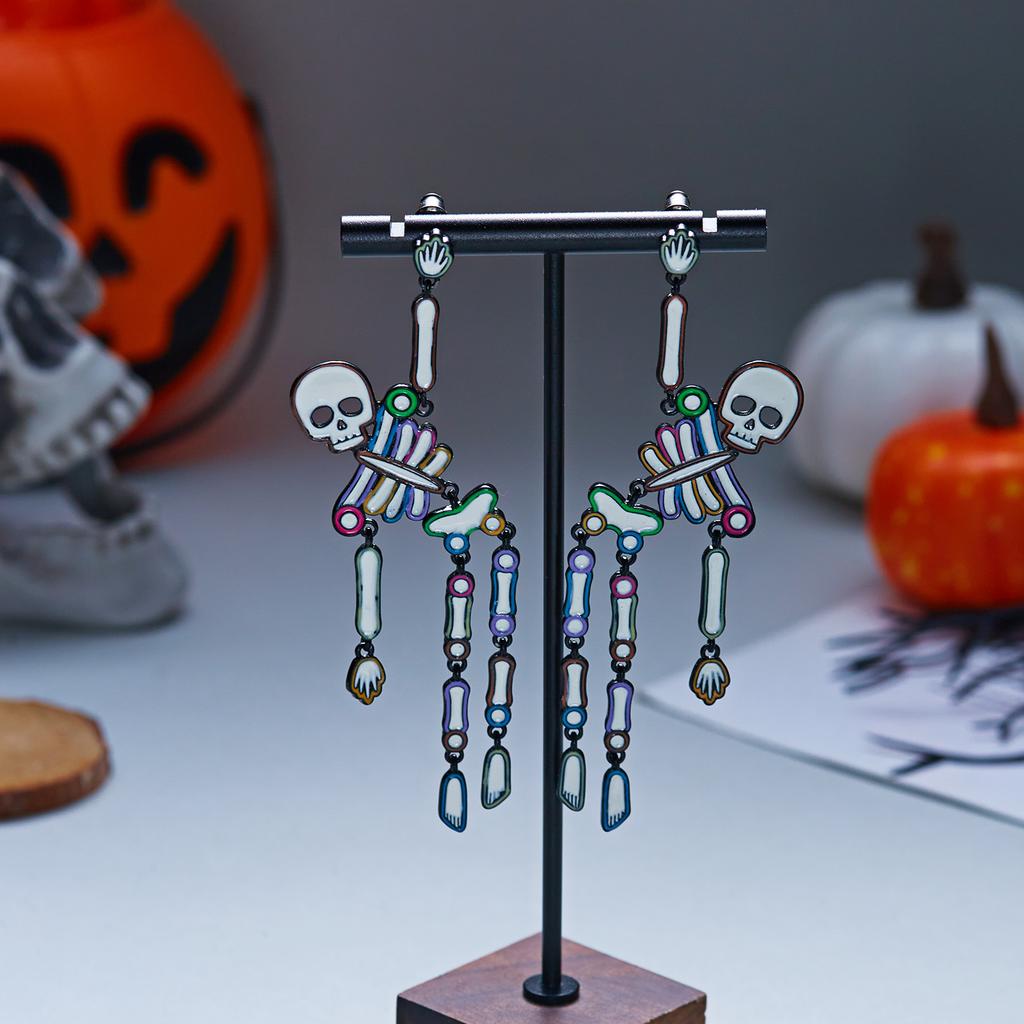 Edgy Skeleton Enamel Convertible Earrings for Women Halloween Statement Earrings Cosplay Night Out Jewelry Gifts