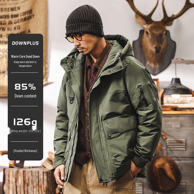 Men s 2025 Mountain Outdoor Hooded Down Winter Parka Jacket 2XL for 160-180 kg