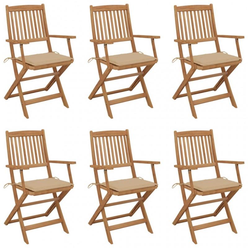Day and Night - Day and Night Folding Garden Chairs 6 Units and Cushions Solid Acacia Wood