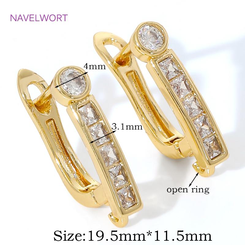 18K Gold Plated Earwires Earring Hooks For Jewelry Making,Brass Earring Fixtures,Fasteners For Earrings,DIY Earring Accessories