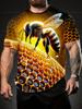 3D Bee & Honeycomb Print Men's Casual T-Shirt – Summer Outdoor Sport Top, Breathable Round Neck Design for Running, Gym, Daily Wear, Gift Idea, Trendy