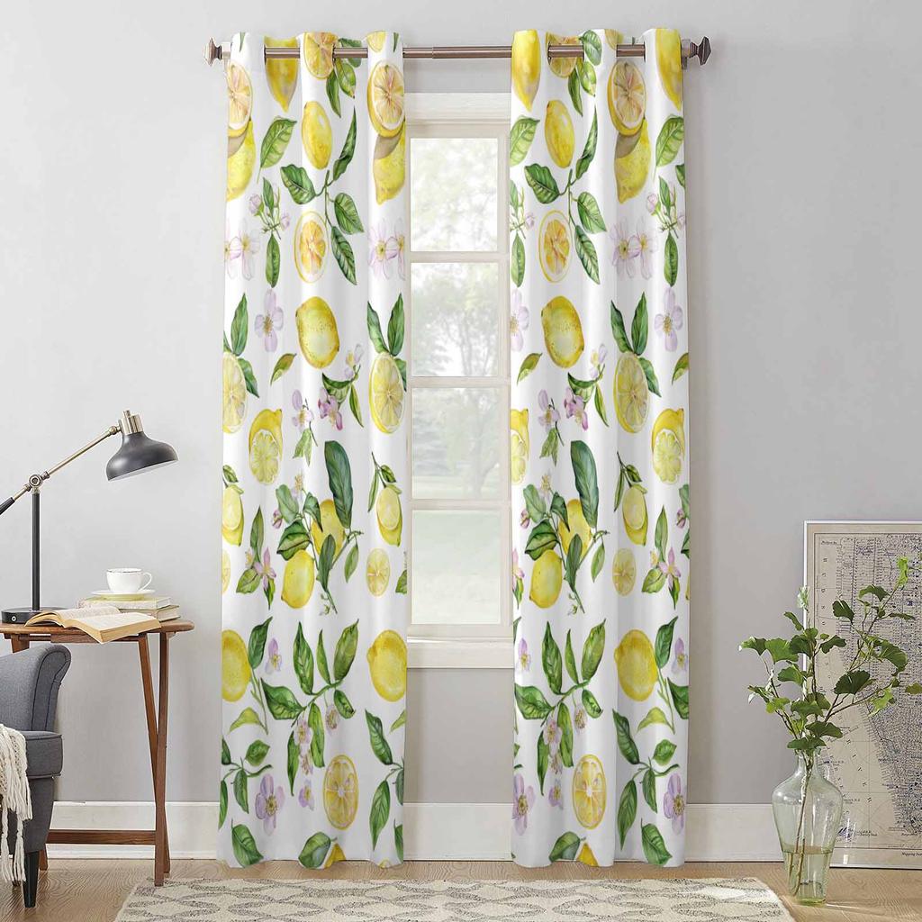Letní akvarel Lemon Vintage okenní závěsy do obývacího pokoje Luxusní závěsy do ložnice Kuchyňské rolety Závěsy Závěsy