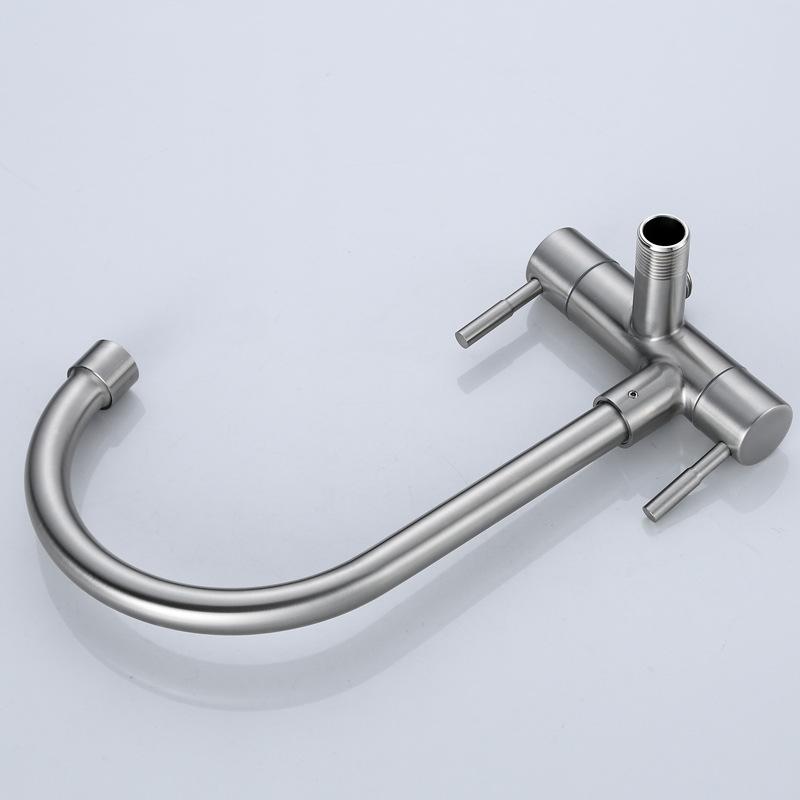 Kitchen Faucet 304 Stainless Steel Wall Mounted Horizontal Single Cold Faucet Double Control Faucet