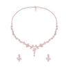 Rose Dazzling Cubic Zirconia Floral Brass Necklace & Earring Set For Women