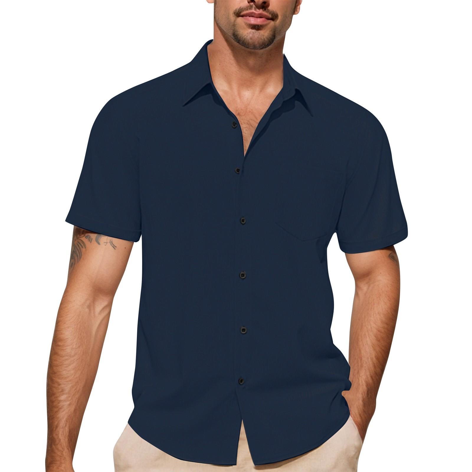 

Мужская рубашка с воротником-стойкой из искусственного льна, стираная, смятая, для отдыха на открытом воздухе, повседневная, на пуговицах XL