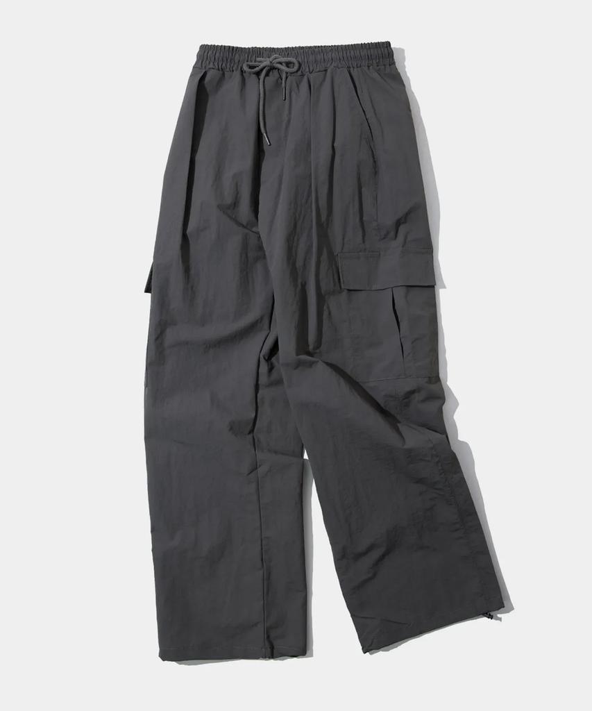 SOME PLACE Pocket Cargo Nylon Two-Way String Banding Pants [Charcoal]
