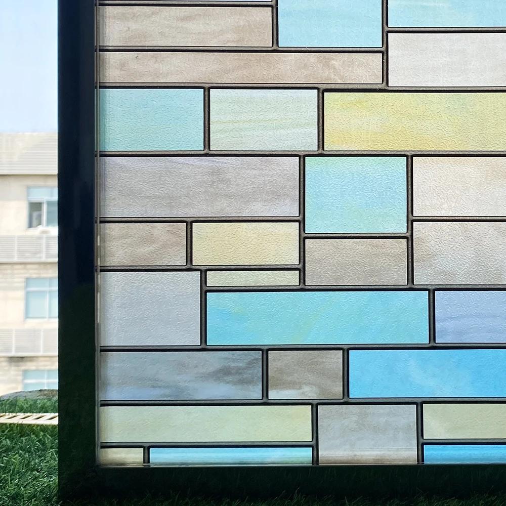 Privacy Film Static Window Clings Vinyl 3D Window Decal Stickers Rainbow Window Film for Glass Door Heat Control Anti UV