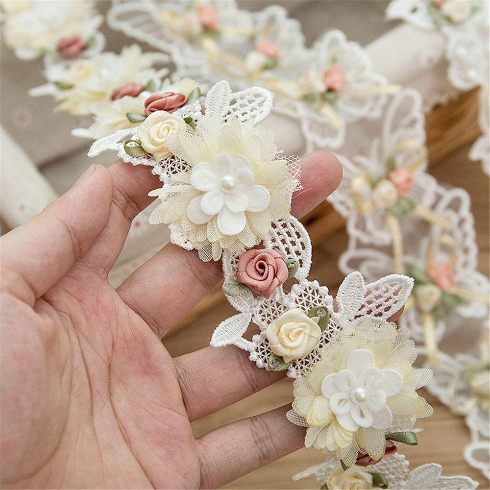 Decor DIY Craft Beaded Applique Fabric Accessories Sewing Material Lace Ribbon 3D Flower Embroidery
