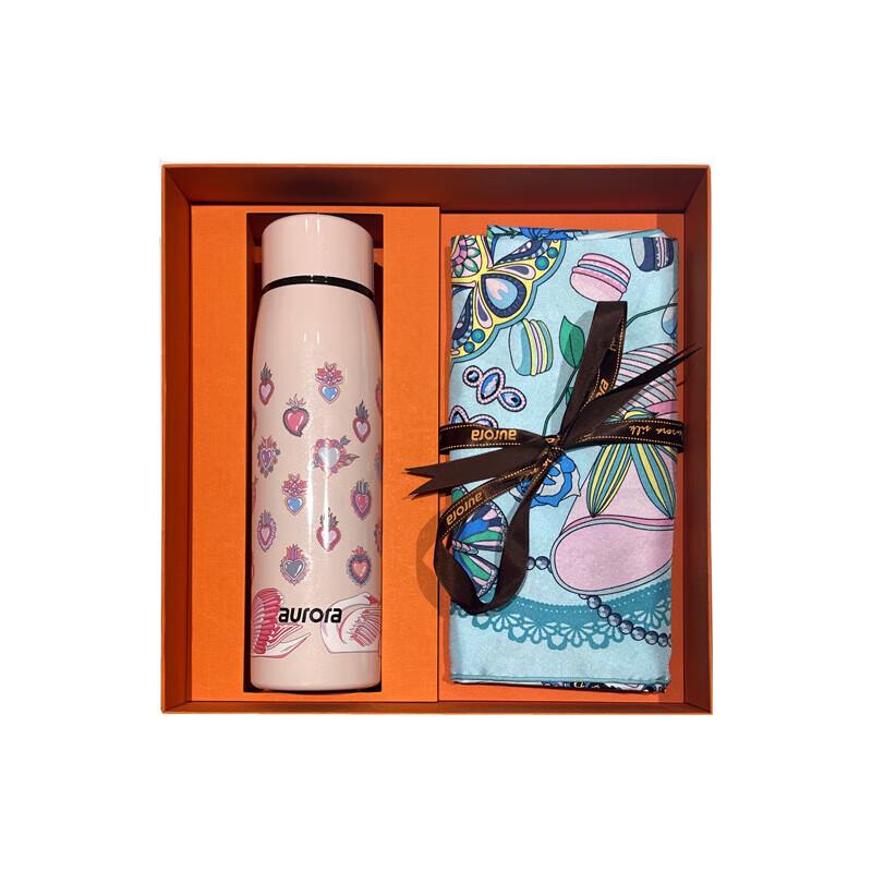 Aurora Dance Mulberry Silk Scarf & Insulated Cup Set