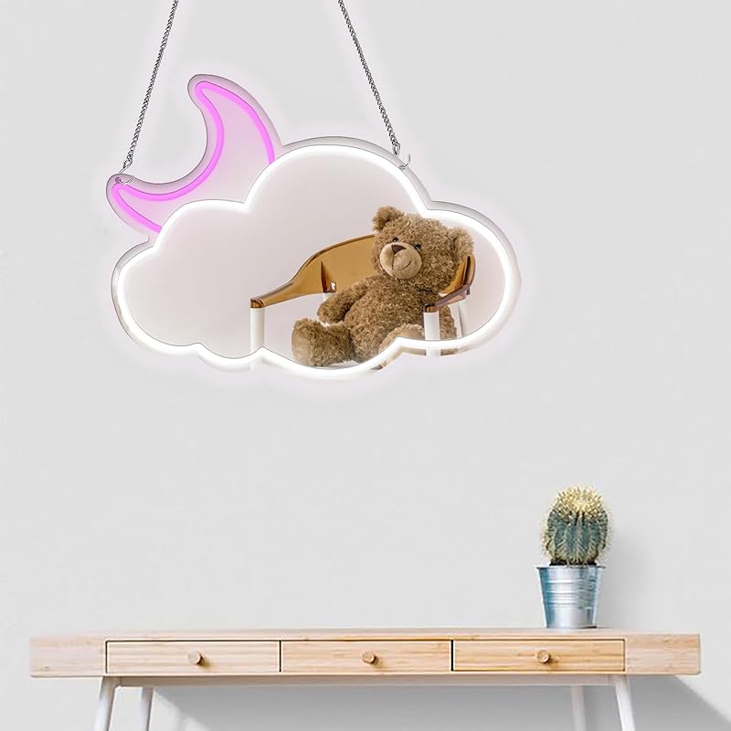 Beauty Neon Mirror Sign for Wall Decor USB Powered LED Pink Neon Light Heart Neon Light Signs for Girl's Room Bedroom Salon Decor Wedding Birthday