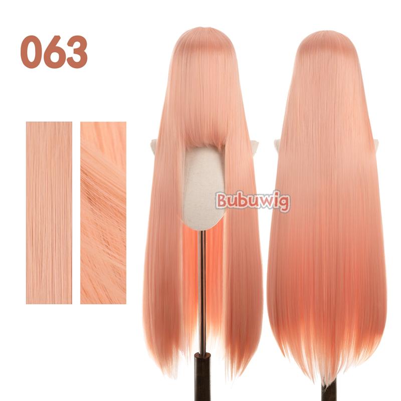 Bubuwig Synthetic Hair 100cm Long Straight Pure Color Cosplay Wigs Over 100 Colors Black White Red Blue Brown Wig Heat Resistant