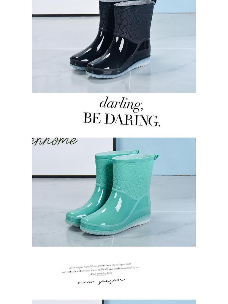 Women's Jelly Non-Slip Waterproof Rain Boots - Thick, Wear-Resistant, Short Tube Rubber Shoes for Summer