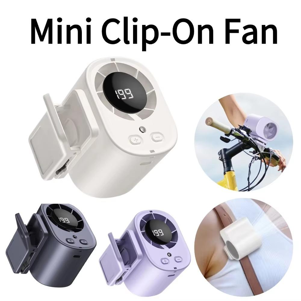 LED Display Mini Silent Fan High-Speed Waist Clip Fan Neck-mounted Handheld Mini Fan Car Use