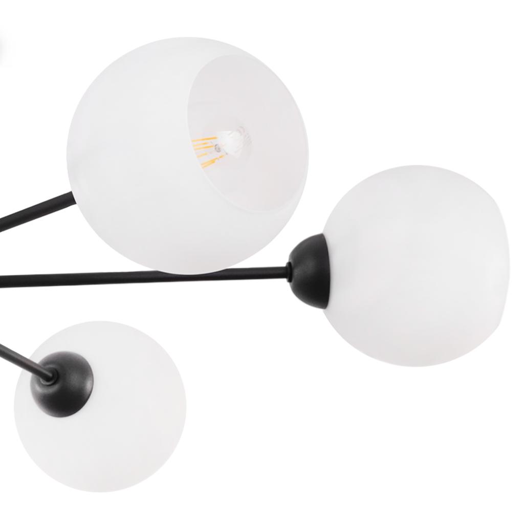 Asturia Black Ceiling Lamp 6-Flat White Lampshade E27