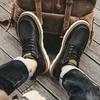Fashion Leather Lace Up Outdoor Boots Warm Plush Winter Boots for Men Motorcycle Sneakers Boots Fashion New Brand Men's Casual Shoes