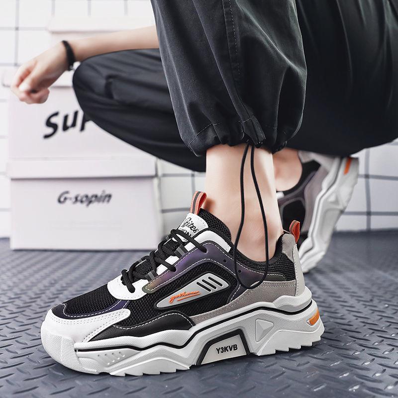 

Men s shoes new sports shoes summer breathable versatile mesh sports leisure teenagers height increase dad ins trendy shoes 44