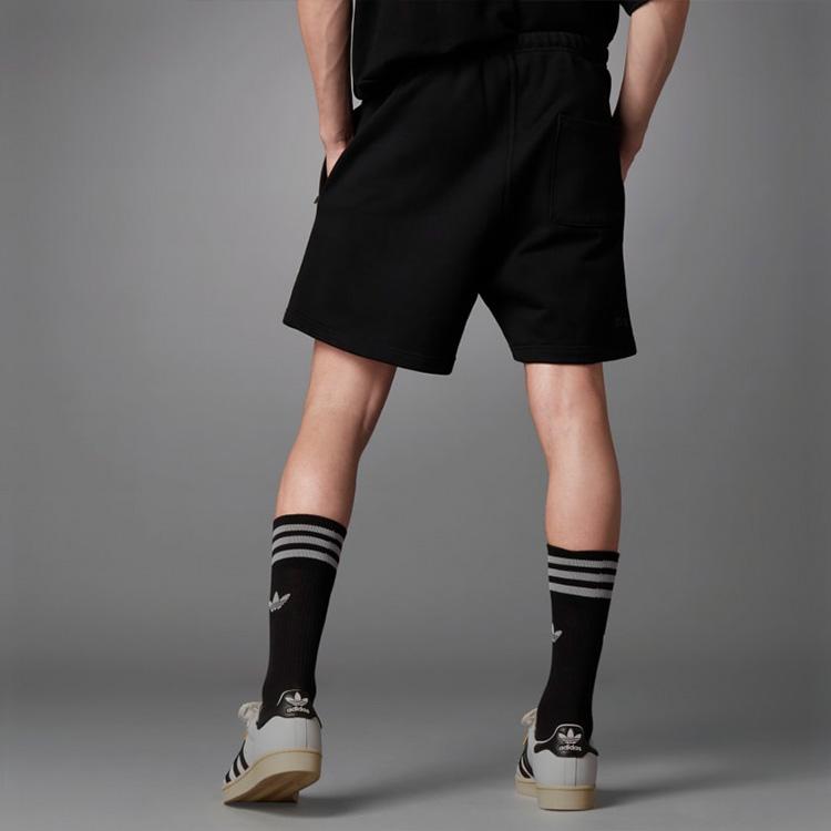 Adidas Originals Trefoil Blue Version Solid Color Drawstring Sports Casual Shorts Men Bottoms Black H33447