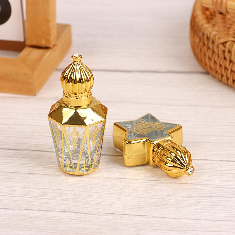 Mini Essential Oil Roller Bottle Crown Shape Perfume Bottling Portable Transparent Travel Electroplated Carve Glass Empty Bottle