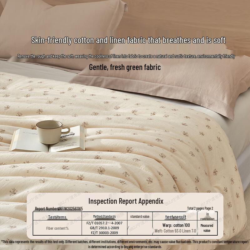 BEYOND HOME TEXTILE Flower Linen Whisper Cotton-Linen Quilt