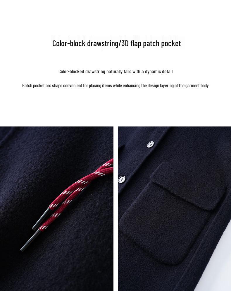 WHIteALLUSION Women's Hooded Double-Faced Wool Coat