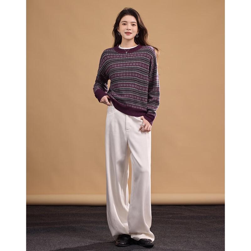 Demana 100% Merino Wool Retro Jacquard Knit Sweater