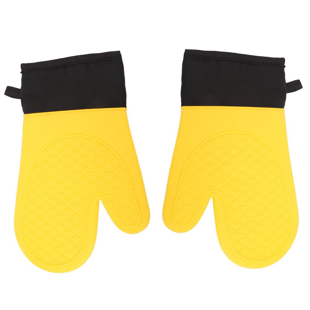 2Pcs Oven Gloves Silicone Heat Resistant Water Proof Thickened Ribbed Oven Gloves Kitchen Accessories