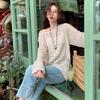Hollow Out Lazy Crew Neck Knitwear Women's Loose Versatile Slimming Top