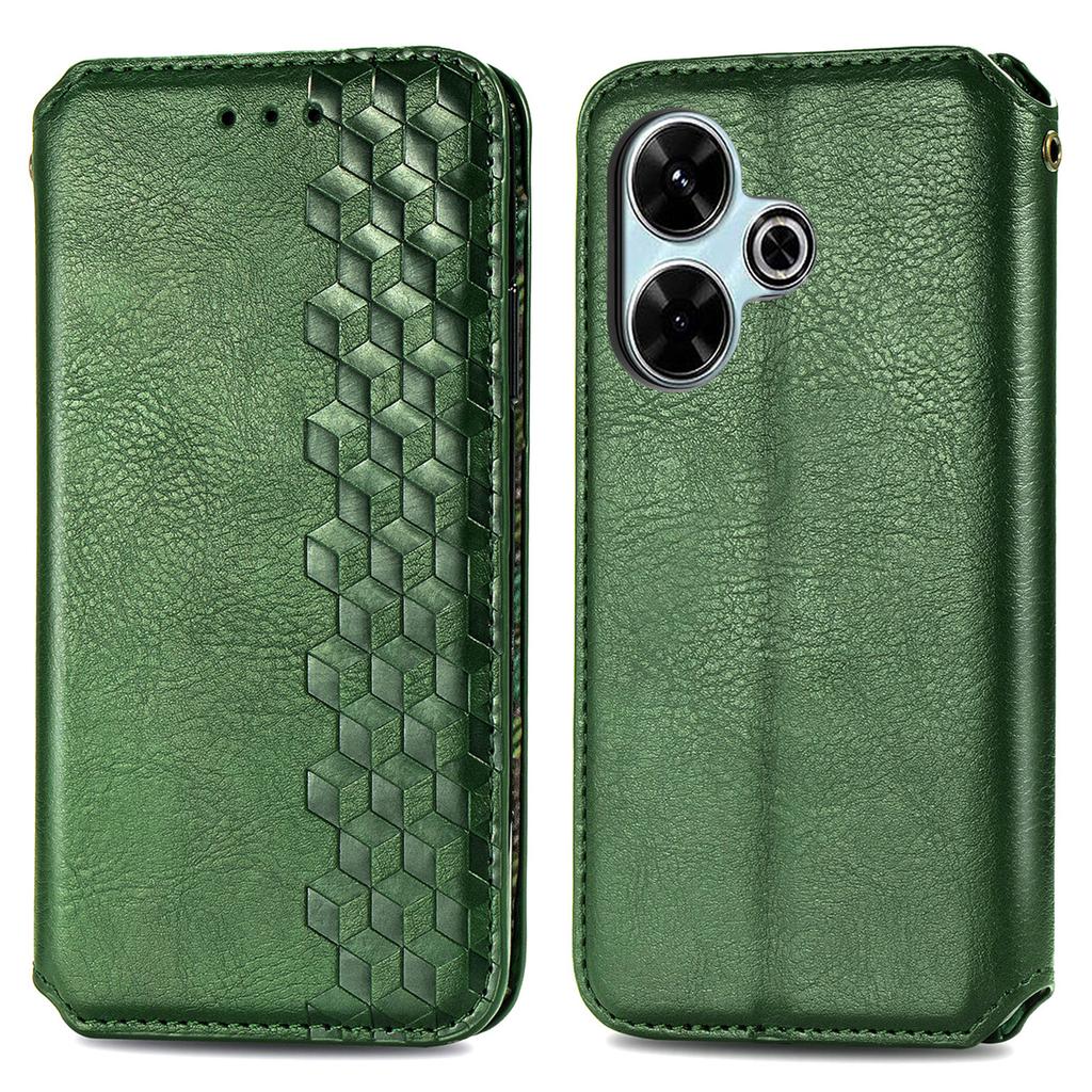 For Xiaomi Redmi 13 5G/13 4G PU Leather Case Rhombus Imprint Wallet Stand Phone Cover