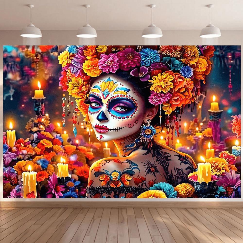 2D planar pattern 1P Mexican Day of the Dead cat Lina print.PMJ