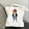 Harajuku Cute Bear Art Shoulder Bags Kawaii Tote Handbag Canvas Girl Environmental Large Capacity Portable Shopping Bag