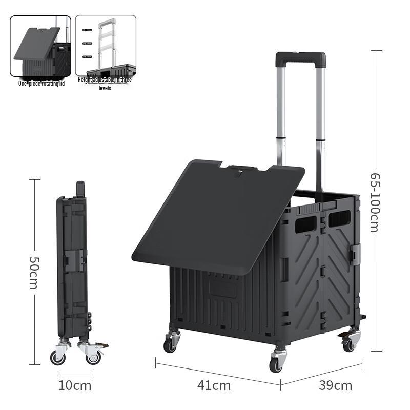 Handun Large Metal Wheel Shopping Cart with Rotating Lid