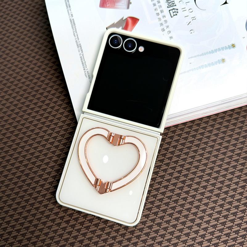 

Acrylic Love Bracket Finger Ring Holder Phone Case For Samsung Galaxy Z Flip 7 flip7 Slim Protection Cover Galaxy Z Flip7