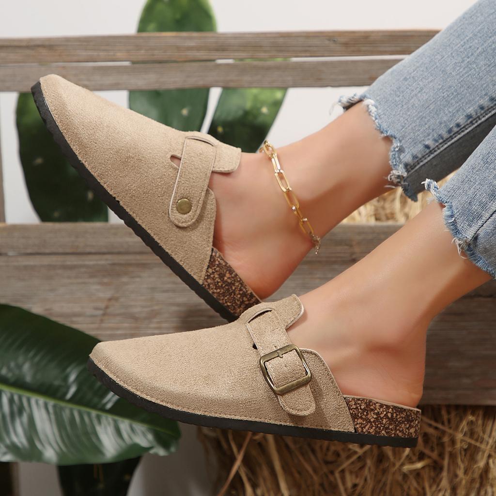 Fashion Women Closed Toe Flat Slippers Summer New Cork Platform Shoes for Women Casual Clogs Slippers Outdoor Flats Sandals Slides Women