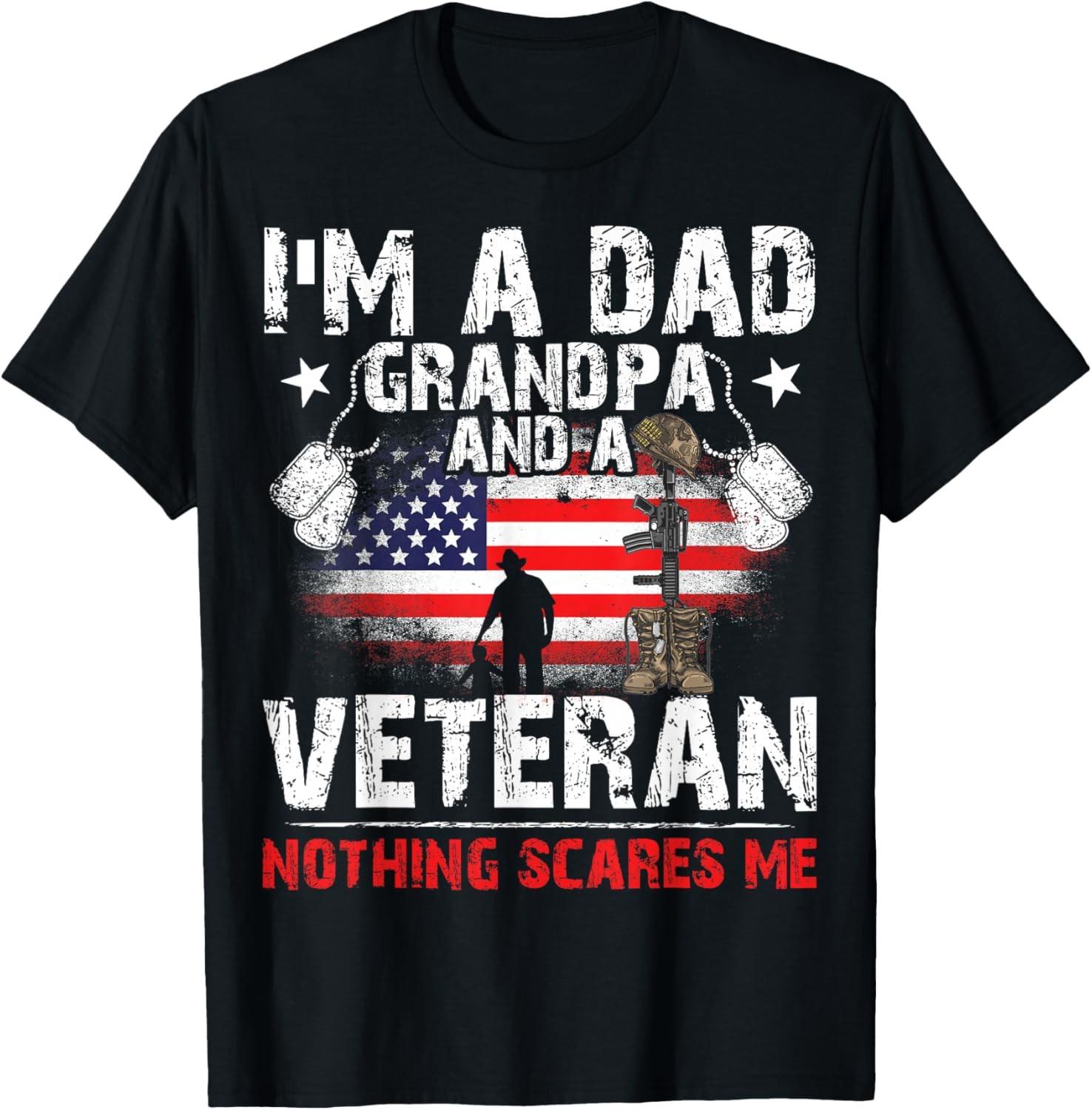 Father s Day - Veterans Day- I m a Dad Grandpa and a Veteran T-Shirt S разноцветный