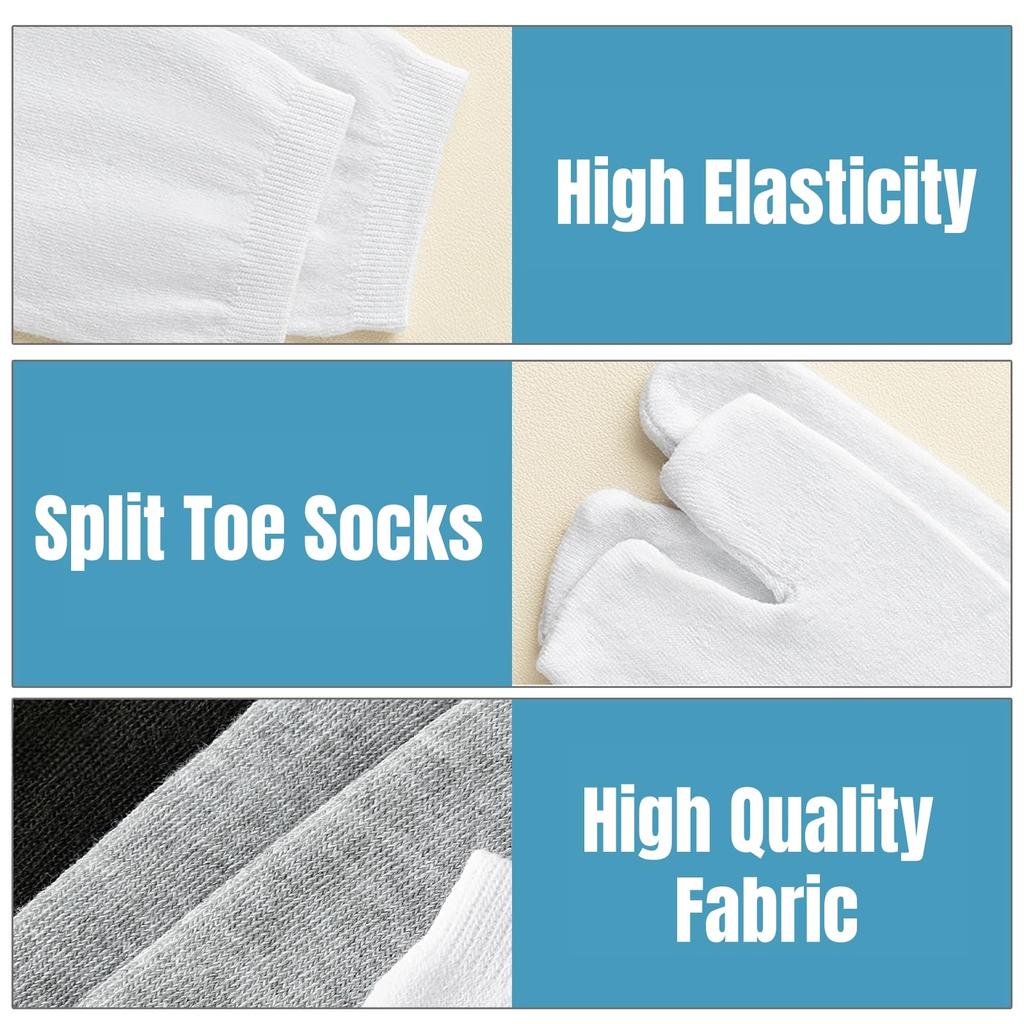 MANJIAMEI Set of Tabi Socks for Men and for and and Sandals 3-Pair Women, Two-Toe Socks, Cotton, Unisex, Moisture-Wicking, Quick-Drying, Breathable,