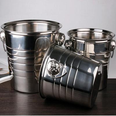 3L 5L 7L Stainless Steel Bar Ice Bucket Two Handles Champagne Bucket Wine Bucket Spit Wine Barrel Container Ktv Club Supplies
