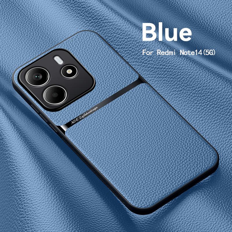 

For Redmi Note 14 leather texture built-in magnetic TPU soft edge anti-drop anti-fingerprint phone case For Redmi Note 14 5G