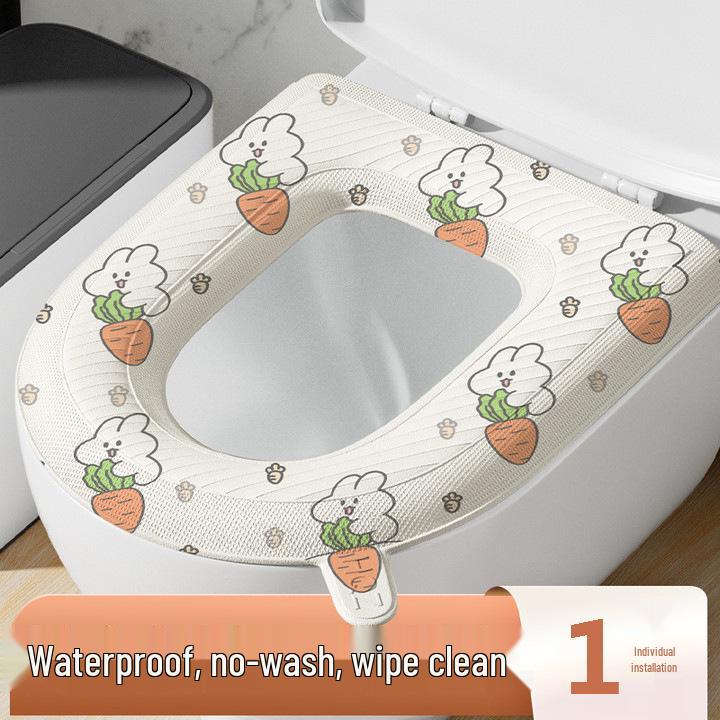 Universal Cartoon Waterproof EVA Toilet Seat Pad - All-Season, Large, Washable, and Adhesive.