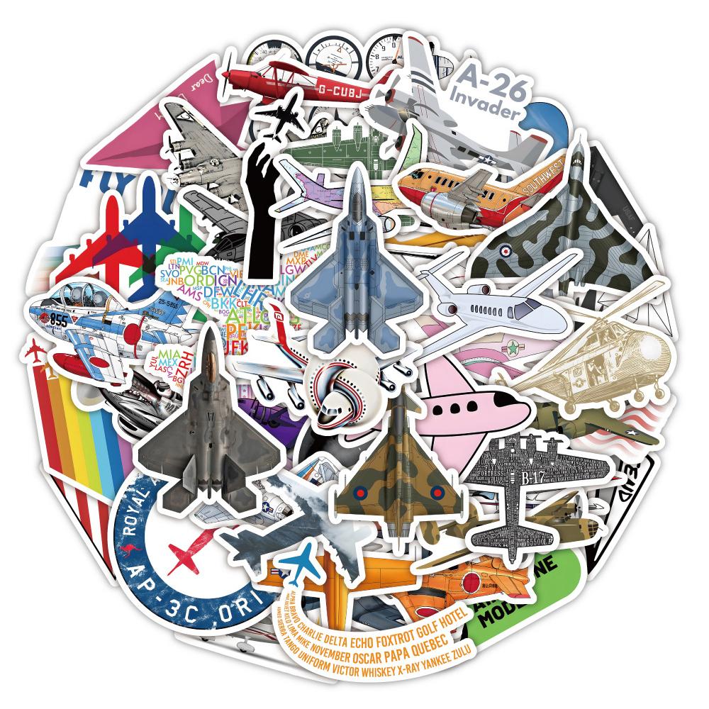 10/30/48PCS Airplane Cartoon Stickers DIY Laptop Luggage Skateboard Waterproof Cool Graffiti Decals Fun for Kids Toys Gifts