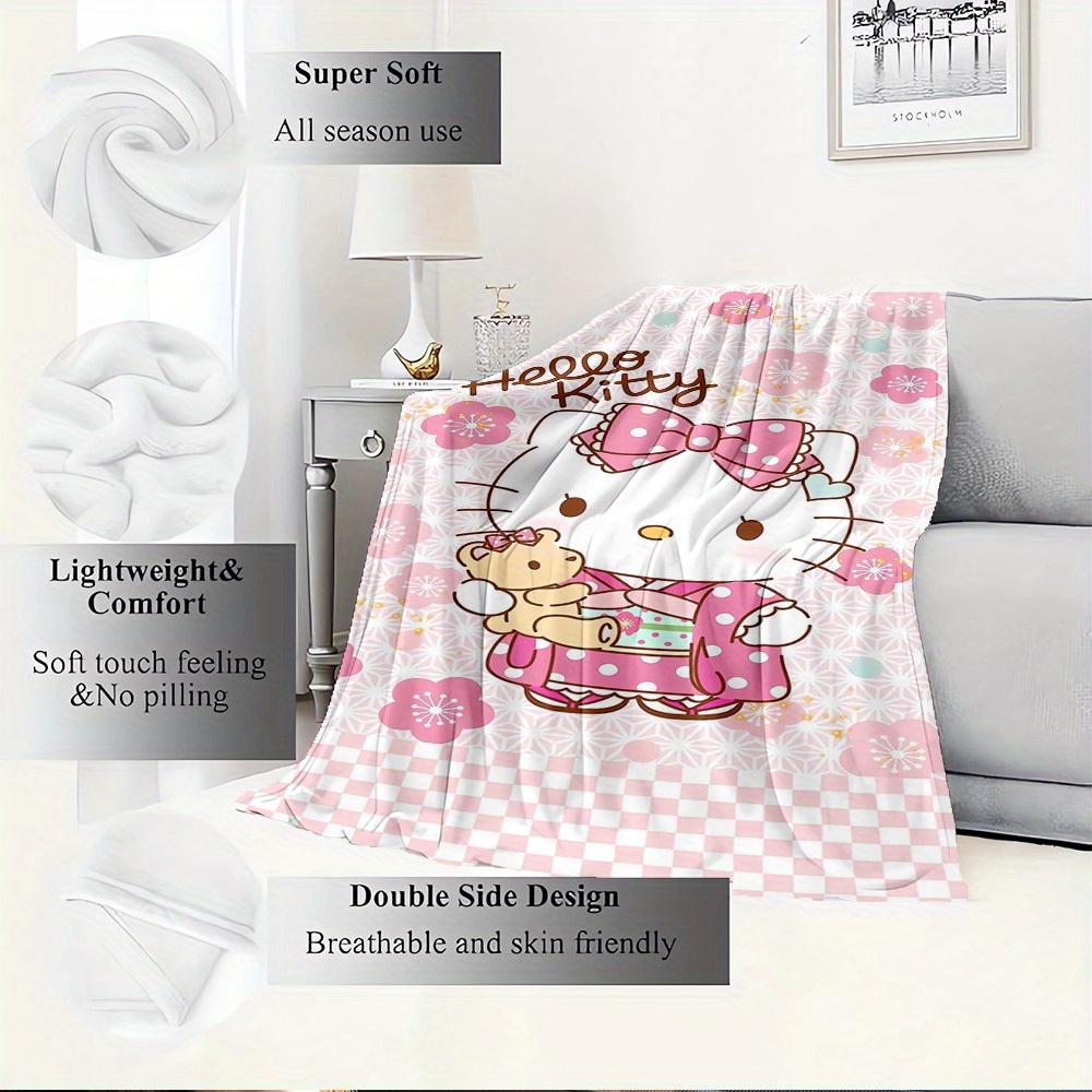 1pc Hello Kitty Themed Home Flannel Blanket - Seasonal Universal Comfortable Washable Gift for All Ages, Suitable for All Family, Available