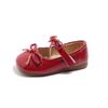 Girls Dance Performance Shoes Soild Color Round Toes Kids Leather Shoes Double Bows 2025 New Girls Flats Soft Sole Sweet Ins