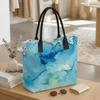  Blue Watercolor Print Tote Bag Large Casual Shoulder Bag for Daily Use