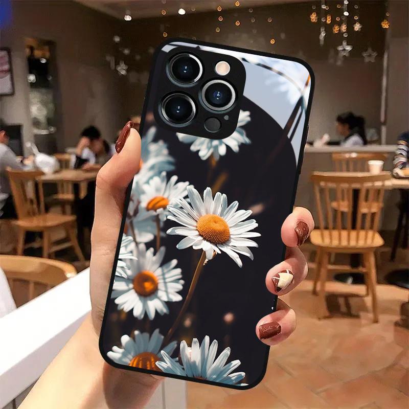 Daisy Flower Close-Up HD Glass Phone Case Suitable for iPhone 17 17Pro 17Pro Max 17Air 16 Plus 16 Pro 16 Pro Max