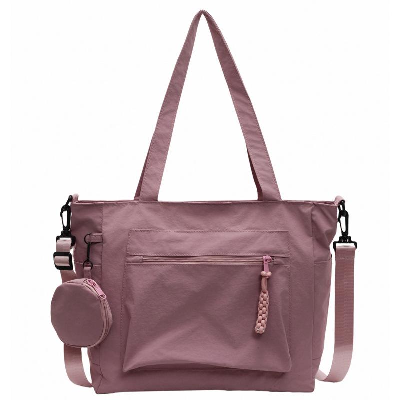 

2025 новая повседневная простая сумка-тоут большой вместимости, тканевая сумка высокой текстуры, однотонная сумка на плечо/подмышку розовый
