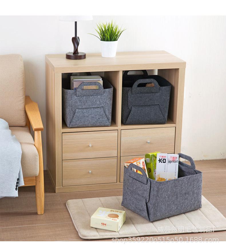 Felt Folding Storage Basket with Double Handles - Assembled Organizer for Underwear and Sundries