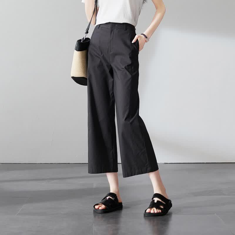 SOFSIL 2026 Summer High-Waist Wide-Leg Cropped Pants 29