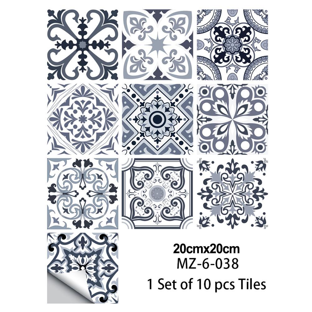 10PCS Mosaic Tile Stickers Stick Bathroom Kitchen Home Wall Floor Self-adhesive Waterproof Wallpapers For Home Bathroom Decor